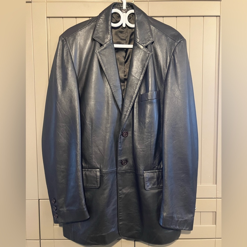 Classic Black Leather Blazer